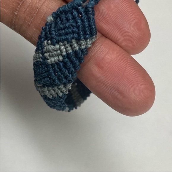 Handmade Boys Blue and Grey Macrame Hemp Bracelet - Picture 10 of 15